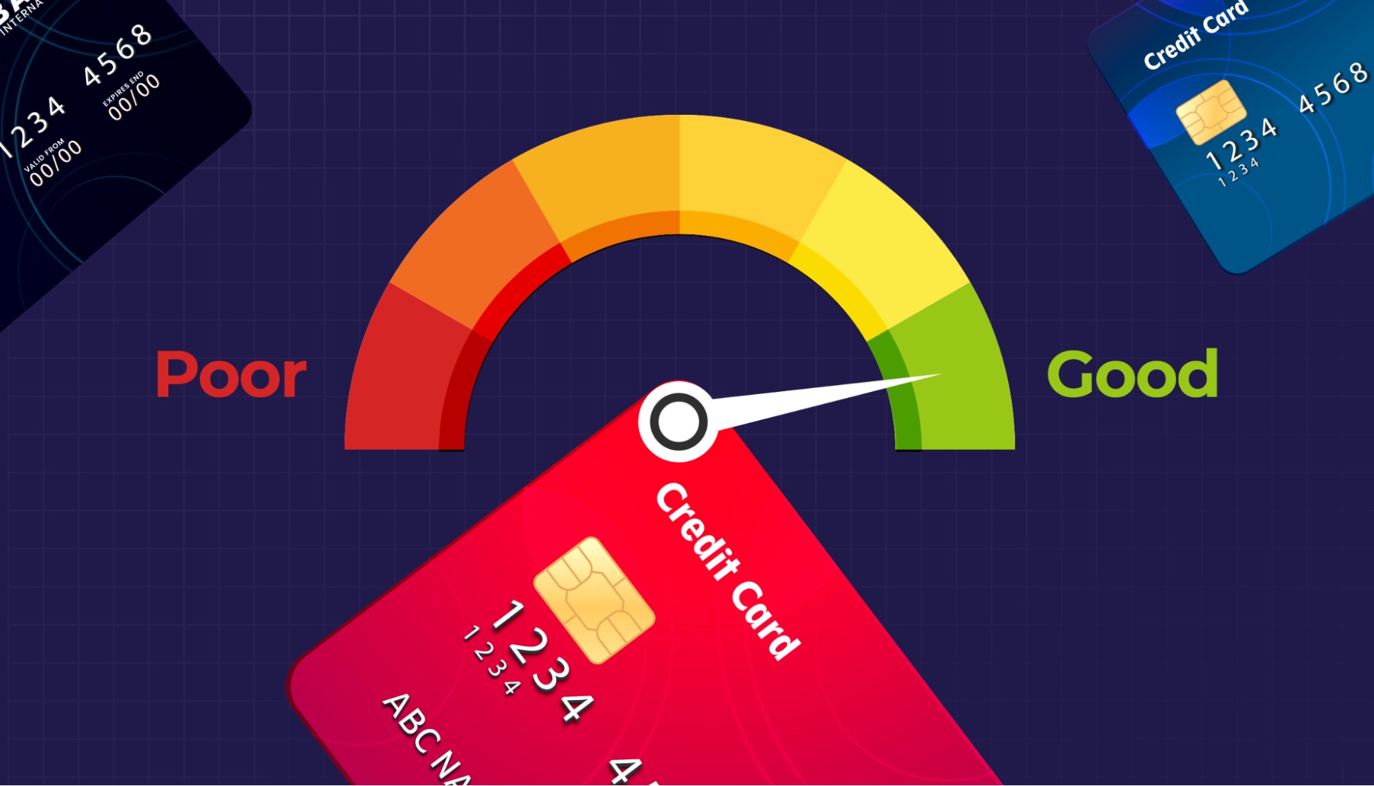 Illustration of credit meter with arrow on “good”