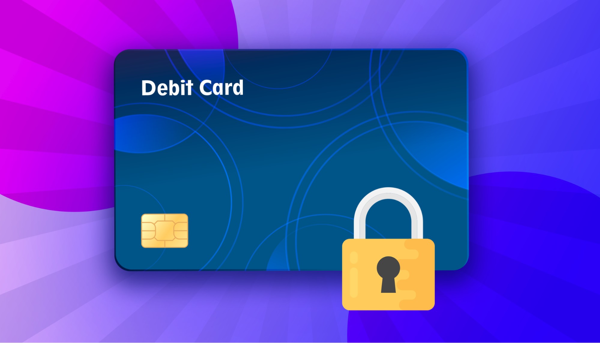  Illustration of credit card with padlock on it