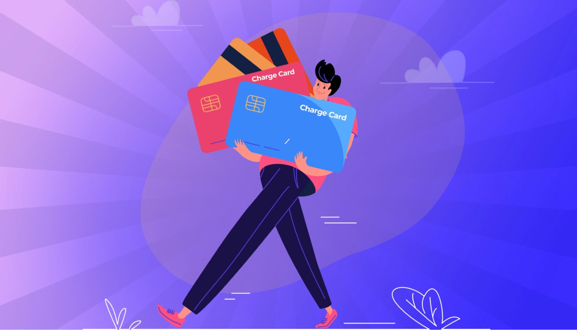 Illustration of man holding charge card