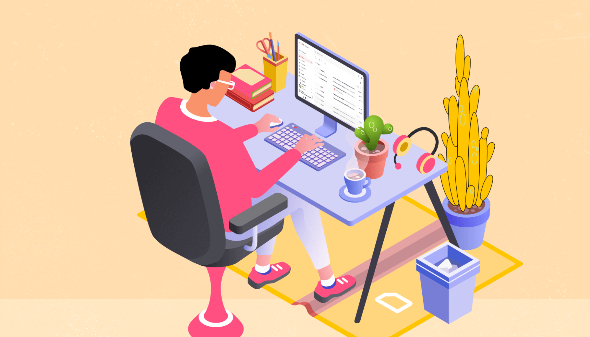 A person at their computer checking email