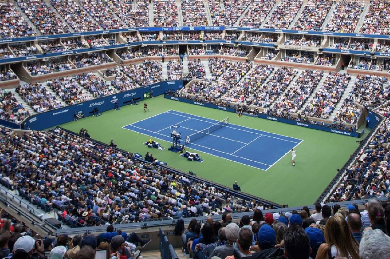 Arthur Ashe Stadium packed during a US Open match at the USTA Billie Jean King National Tennis Center in Flushing New York