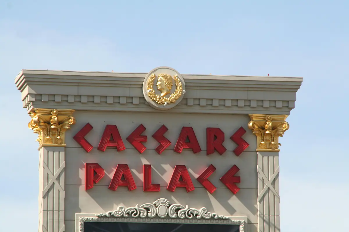 Caesars Palace Las Vegas at night, home of the Caesars Rewards loyalty program in 2026