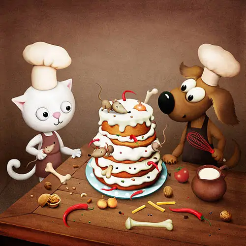 O psíčkovi a mačičke: Ako piekli tortu