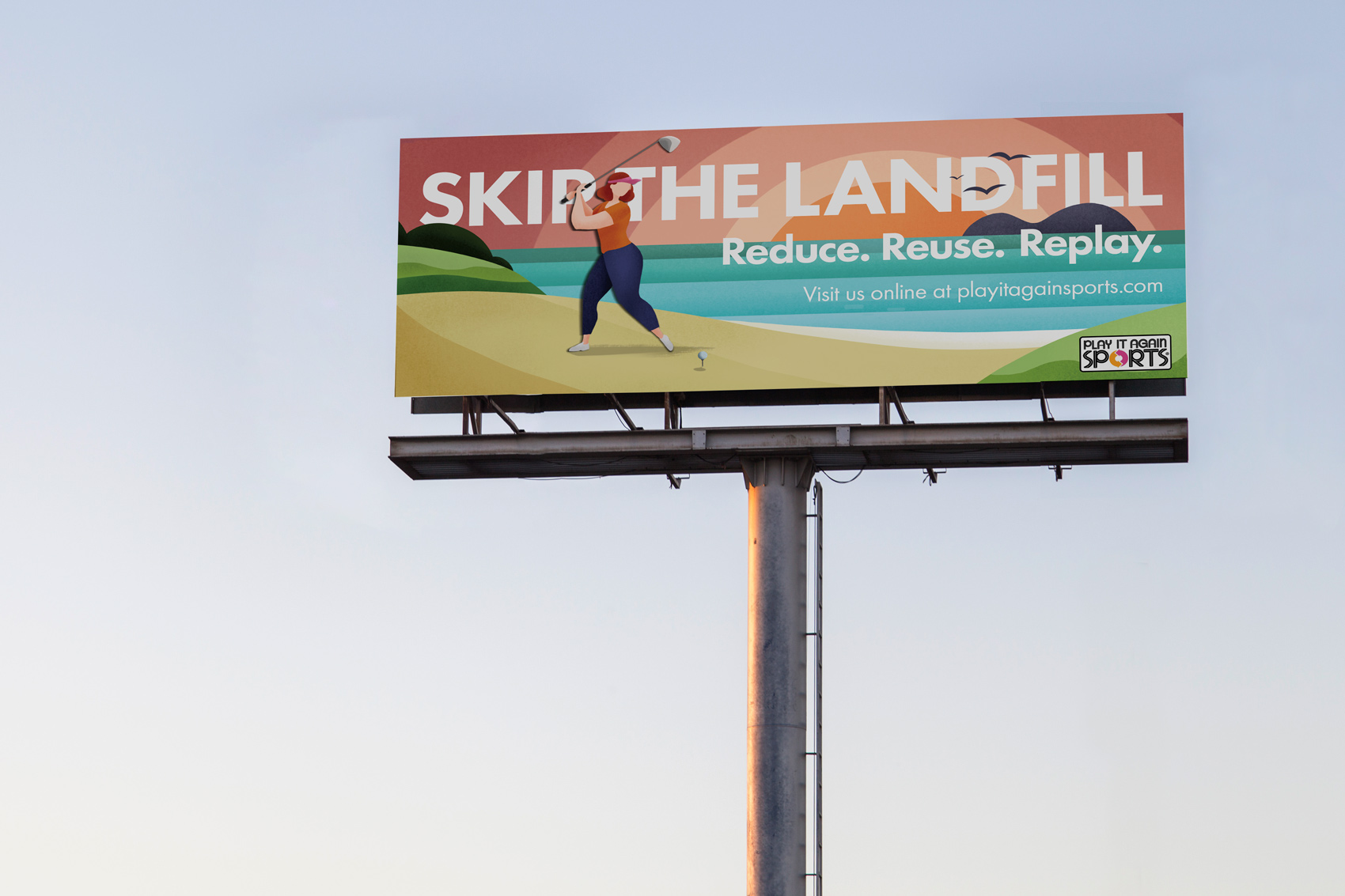 Billboard mockup of concept with golfer