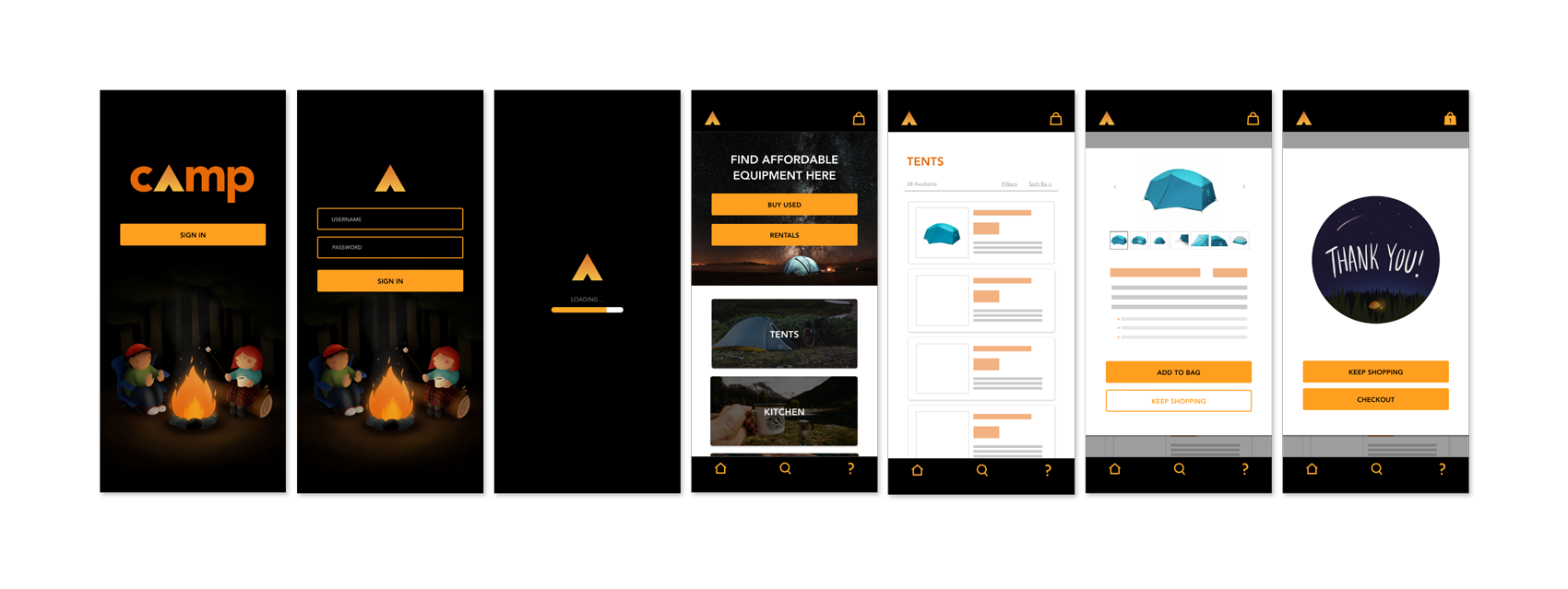 Original UI screen layouts
