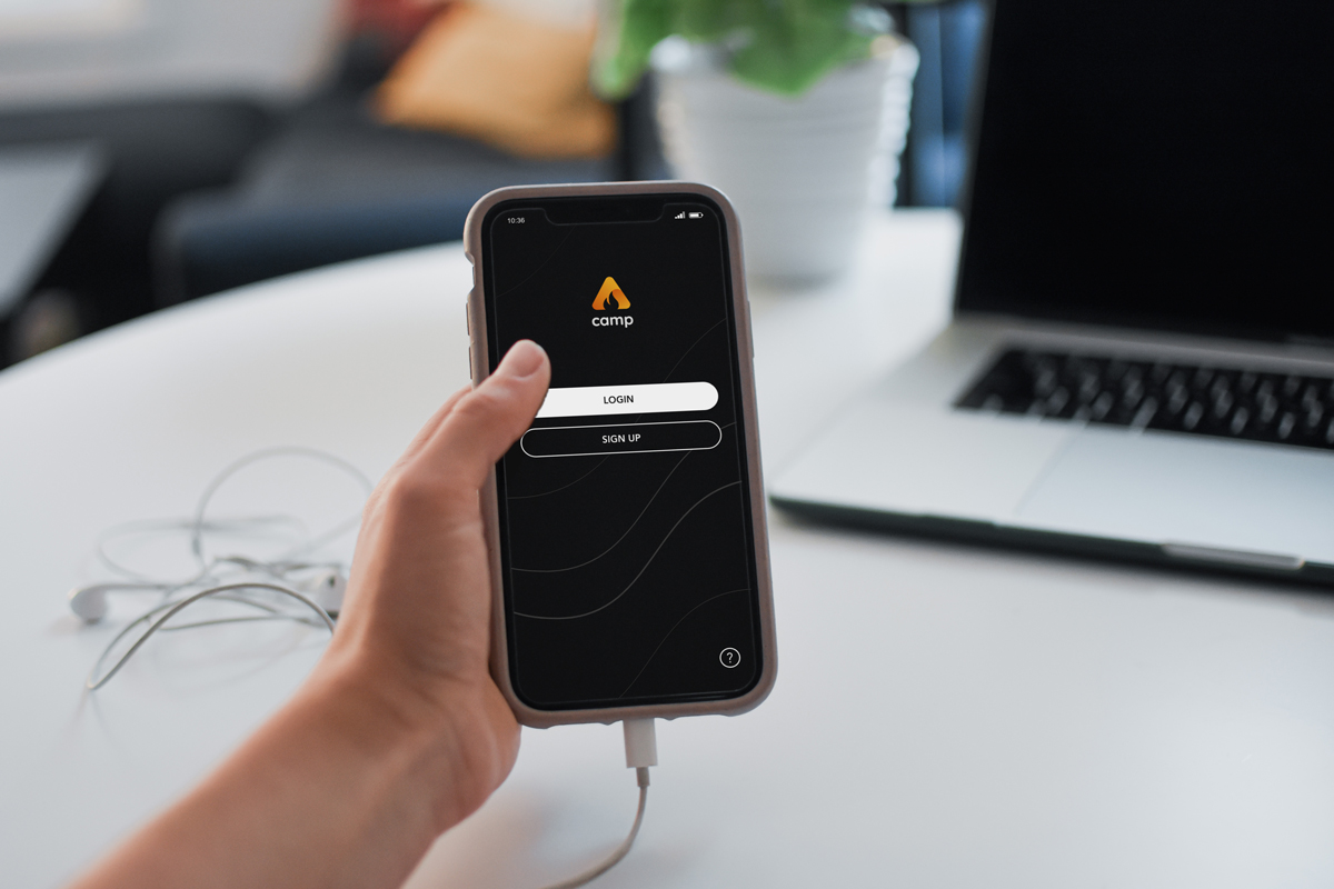Holding iPhone with CAMP login page
