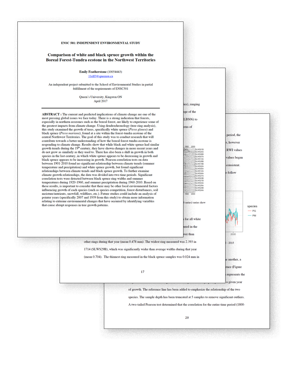 Research pages from thesis