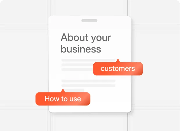 Form with "About your business" text