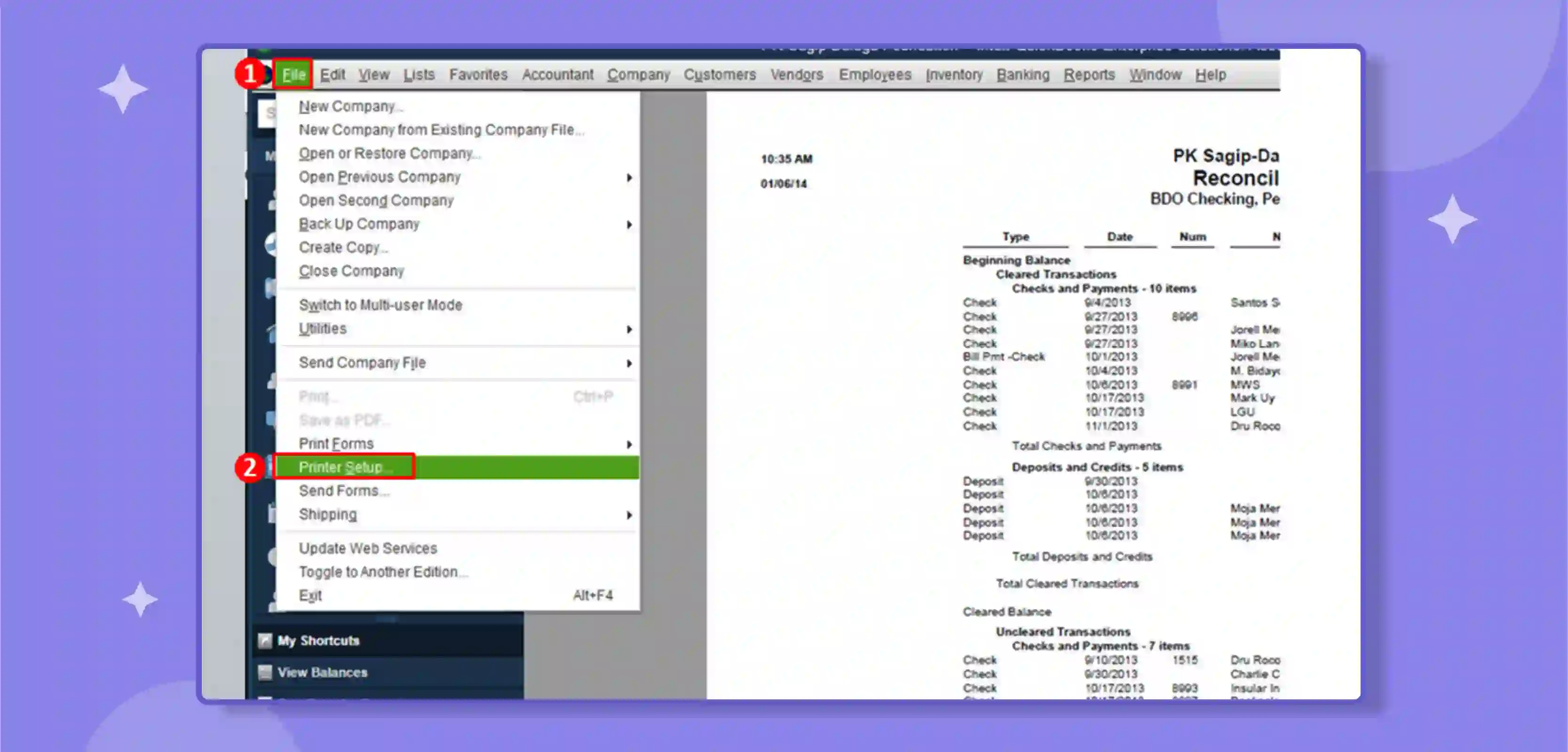 Viewing & exporting Quickbooks Reconciliation Reports