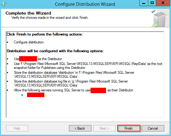 Configure Distribution Wizard - Complete The Wizard