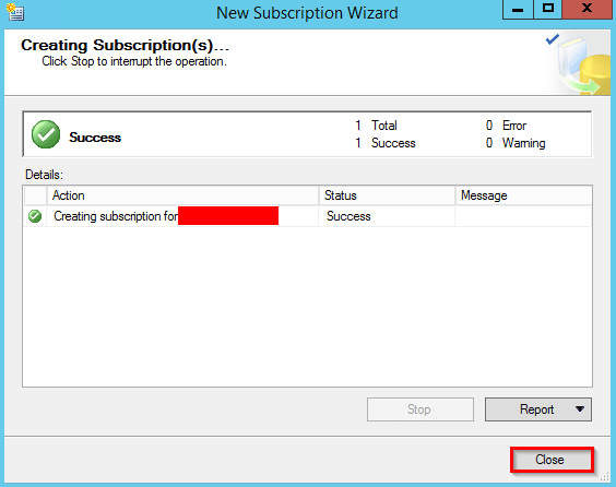 New Subscription Wizard - Creating Subscriptions