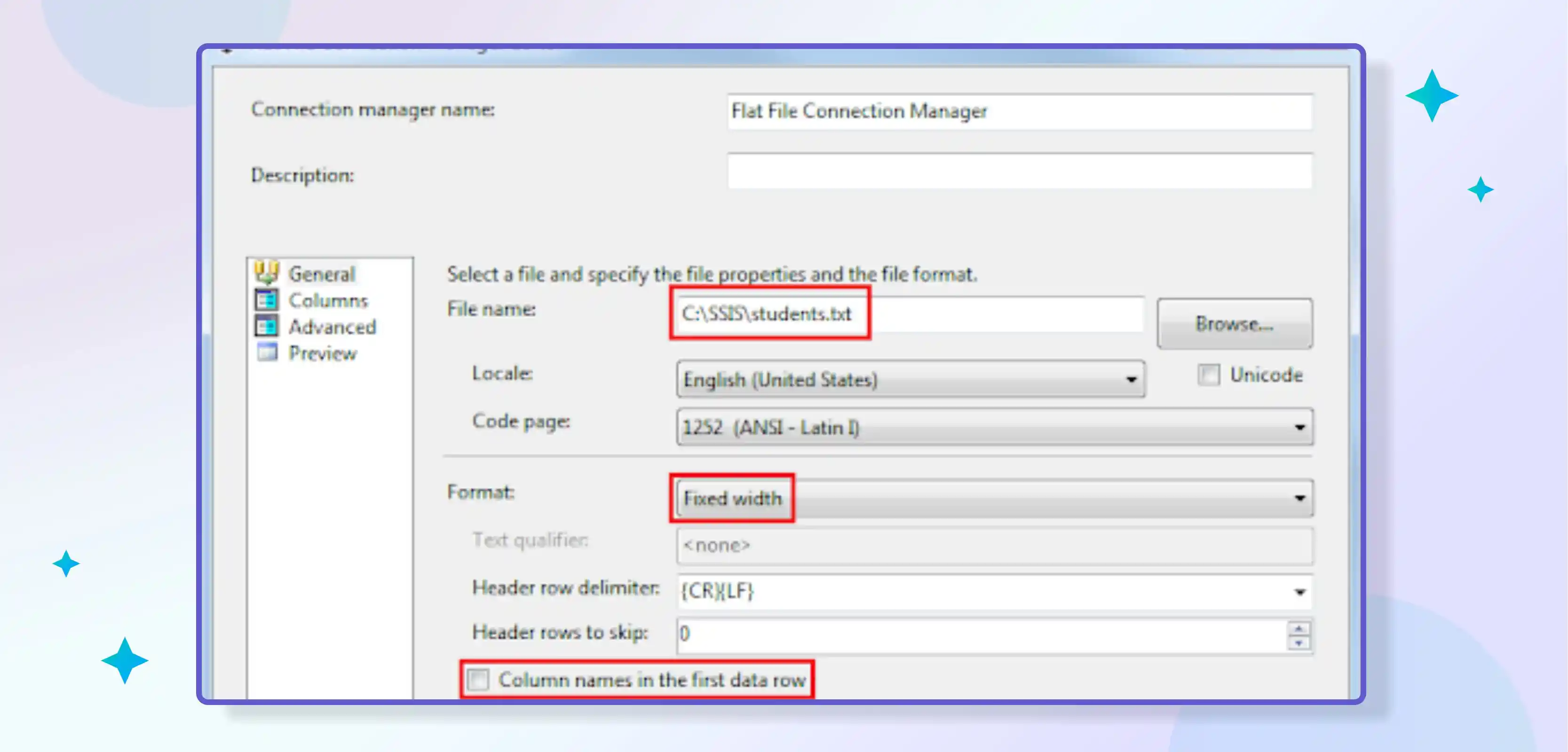 Dashboard of Flat File Connection Manager in SSIS ETL