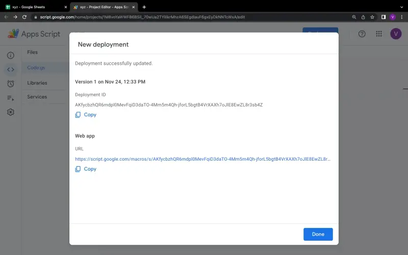 New Deployment From Web App