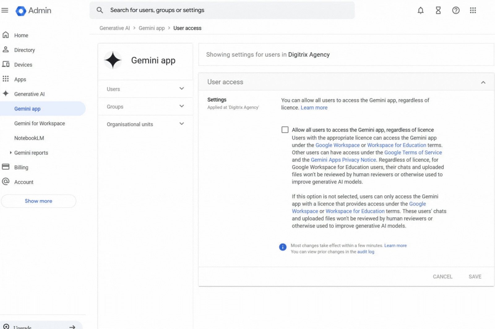 Manage admin controls for protecting data