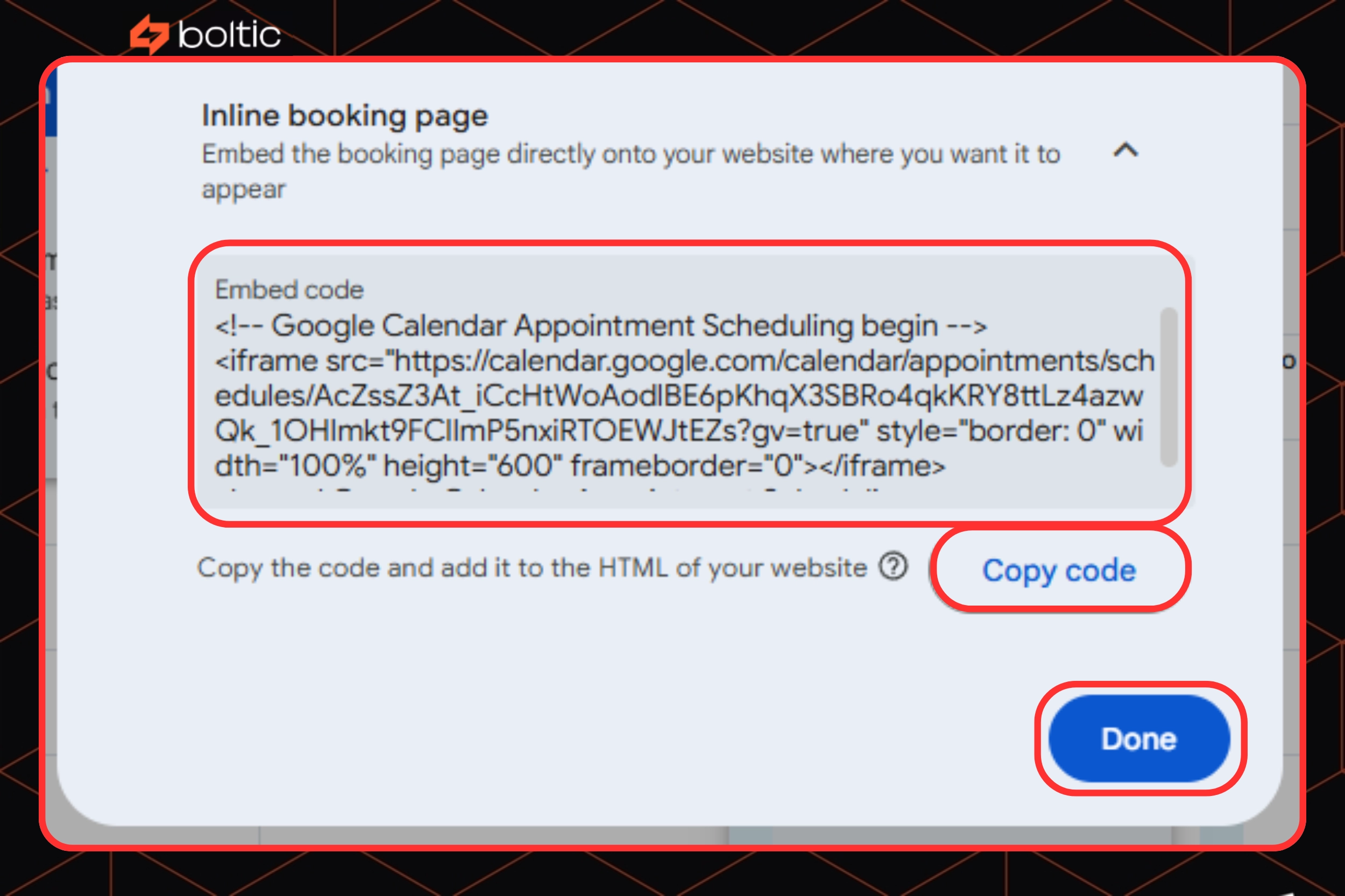  Paste the Booking code on your Website 
