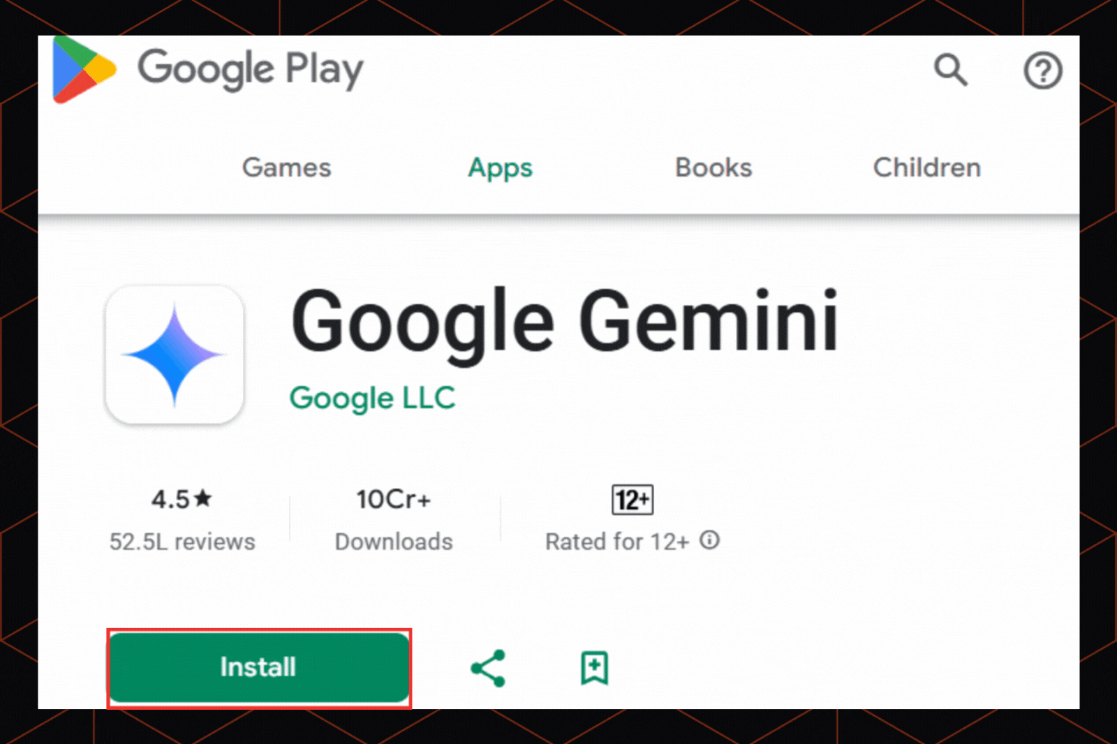 Download and install the Google Gemini app from the Google Play Store
