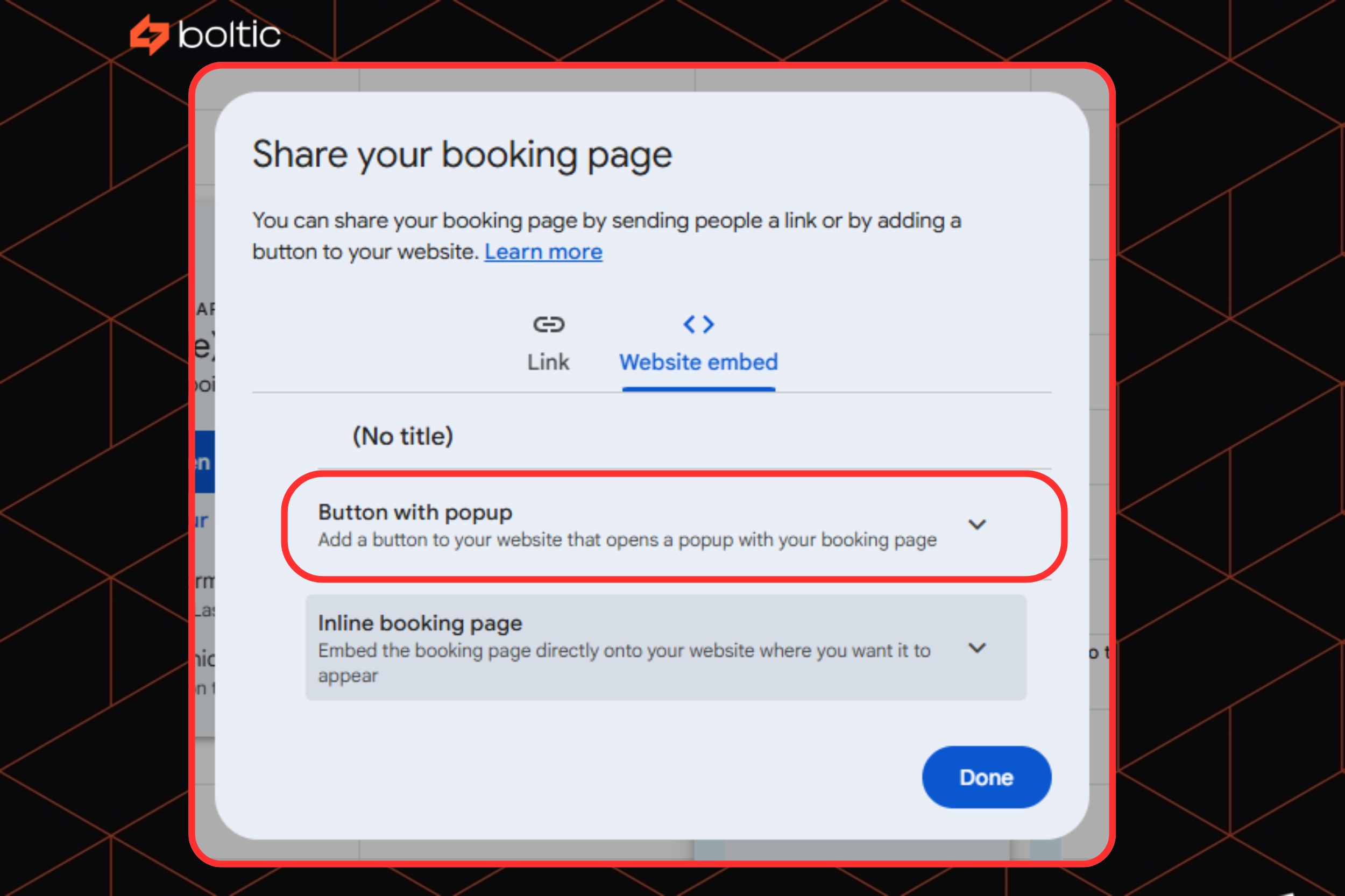 Add a Booking button to your Website