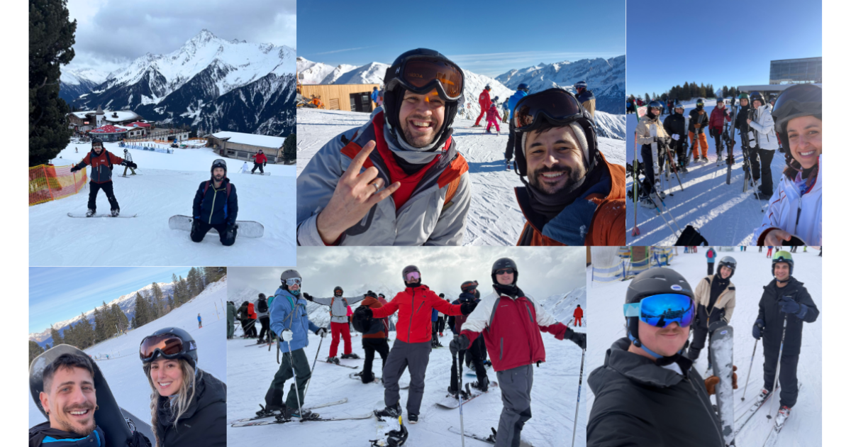 A collage of different Anchor team members atop the Zillertal ski area.