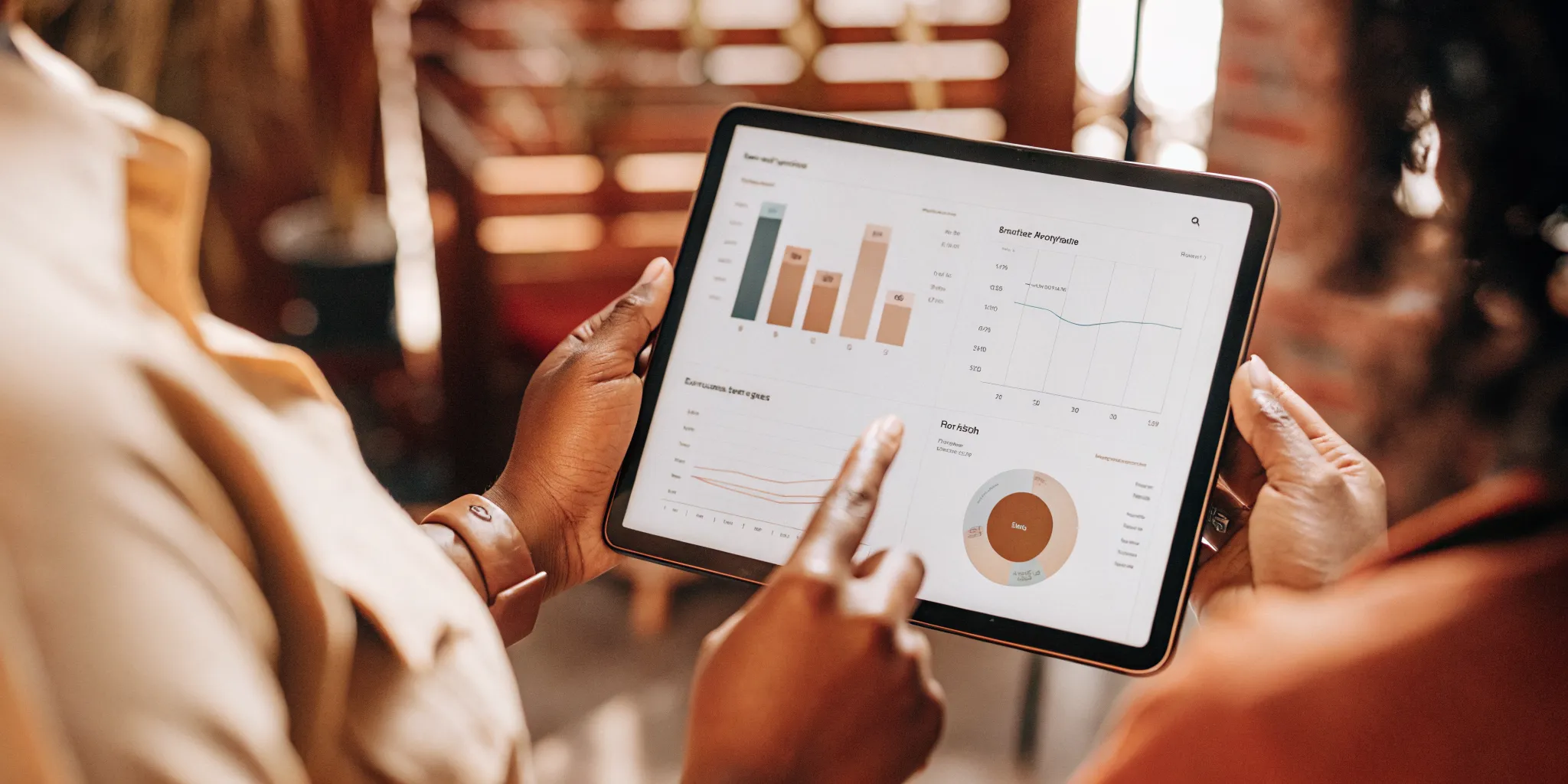 Business professional analyzing automated financial dashboard