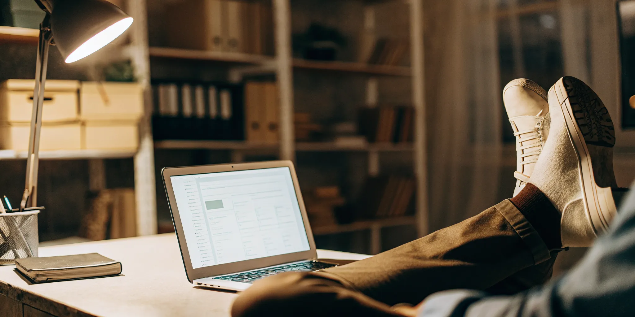 Accountant firm owner reviewing recurring monthly client billing at a tidy desk