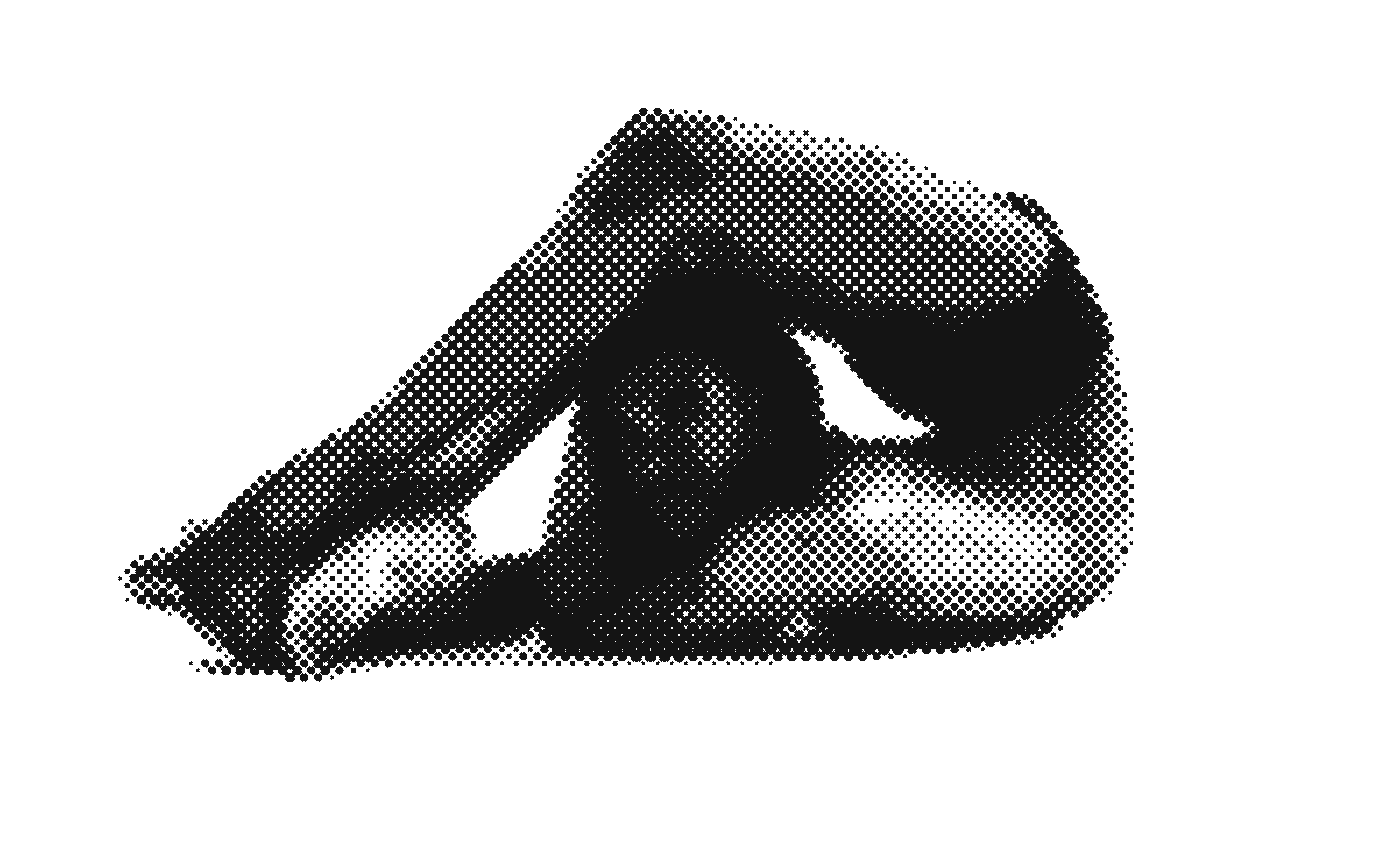 Gildo Gomes in a contortion pose, printed as a halftone