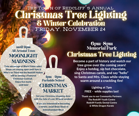 Redcliff's Annual Christmas Tree Lighting and Winter Celebration