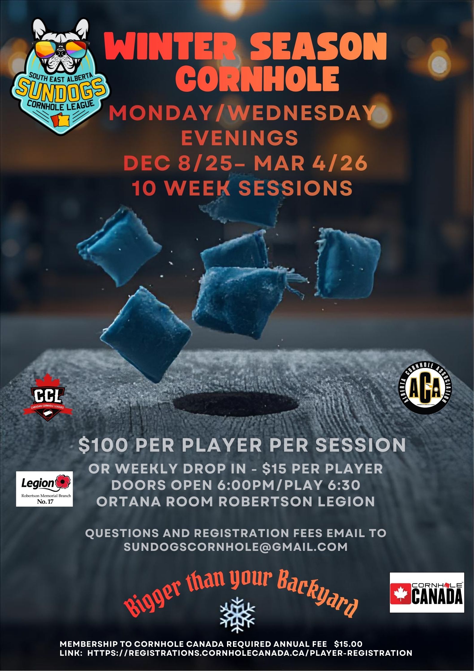 Winter Season Cornhole SouthEast Alberta Sundogs