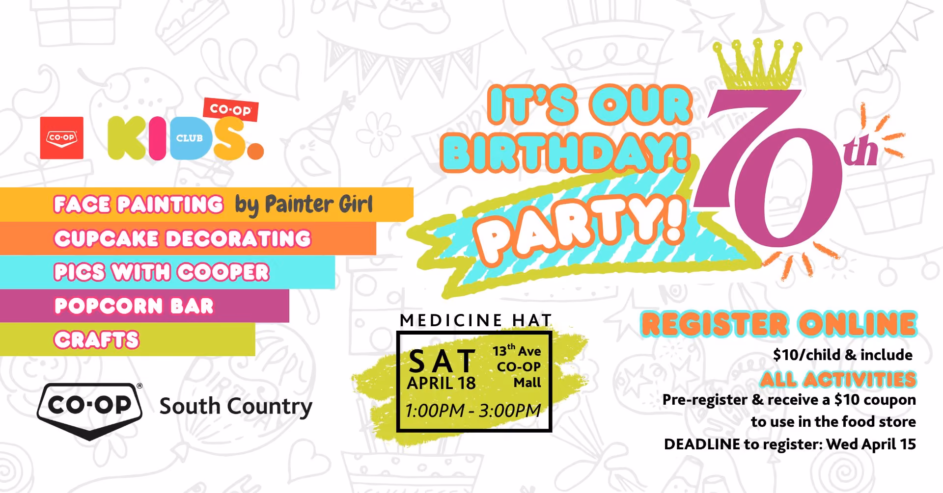 Co-op Kid's Club Med Hat: 70th Birthday Party