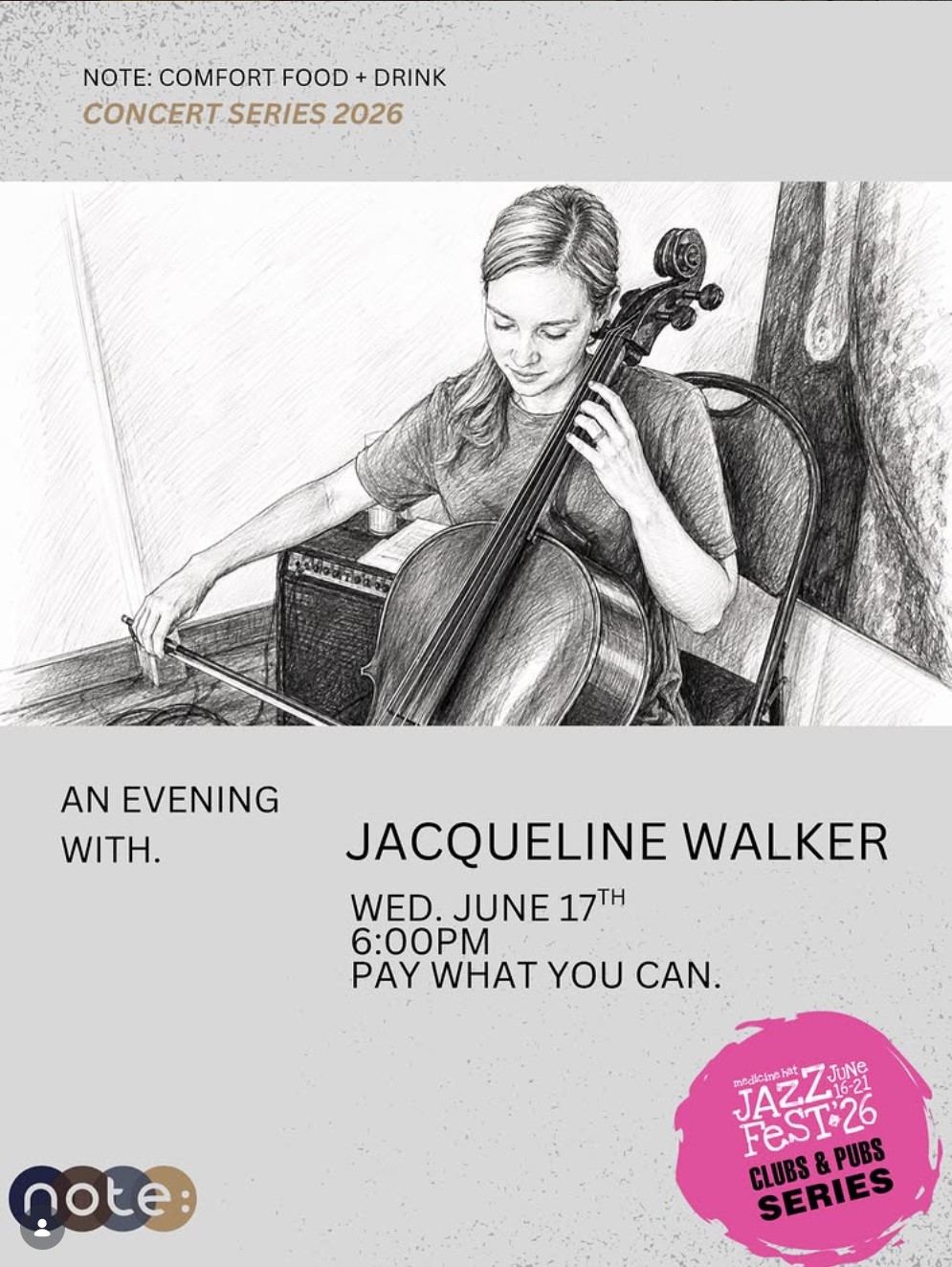 Concert series 2026 at Note Food Comfort + Drinks