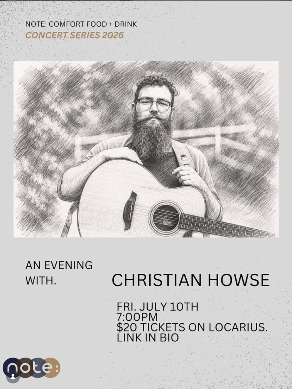 Concert series 2026 at Note Food Comfort + Drinks