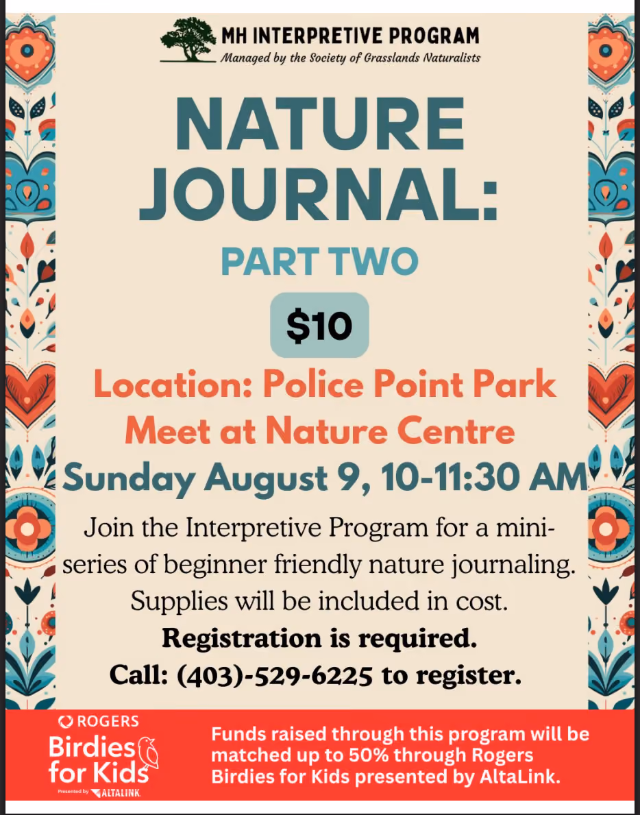 Nature Journaling at Police Point Park Nature Centre | August 9th | 10 AM to 11:30 AM 