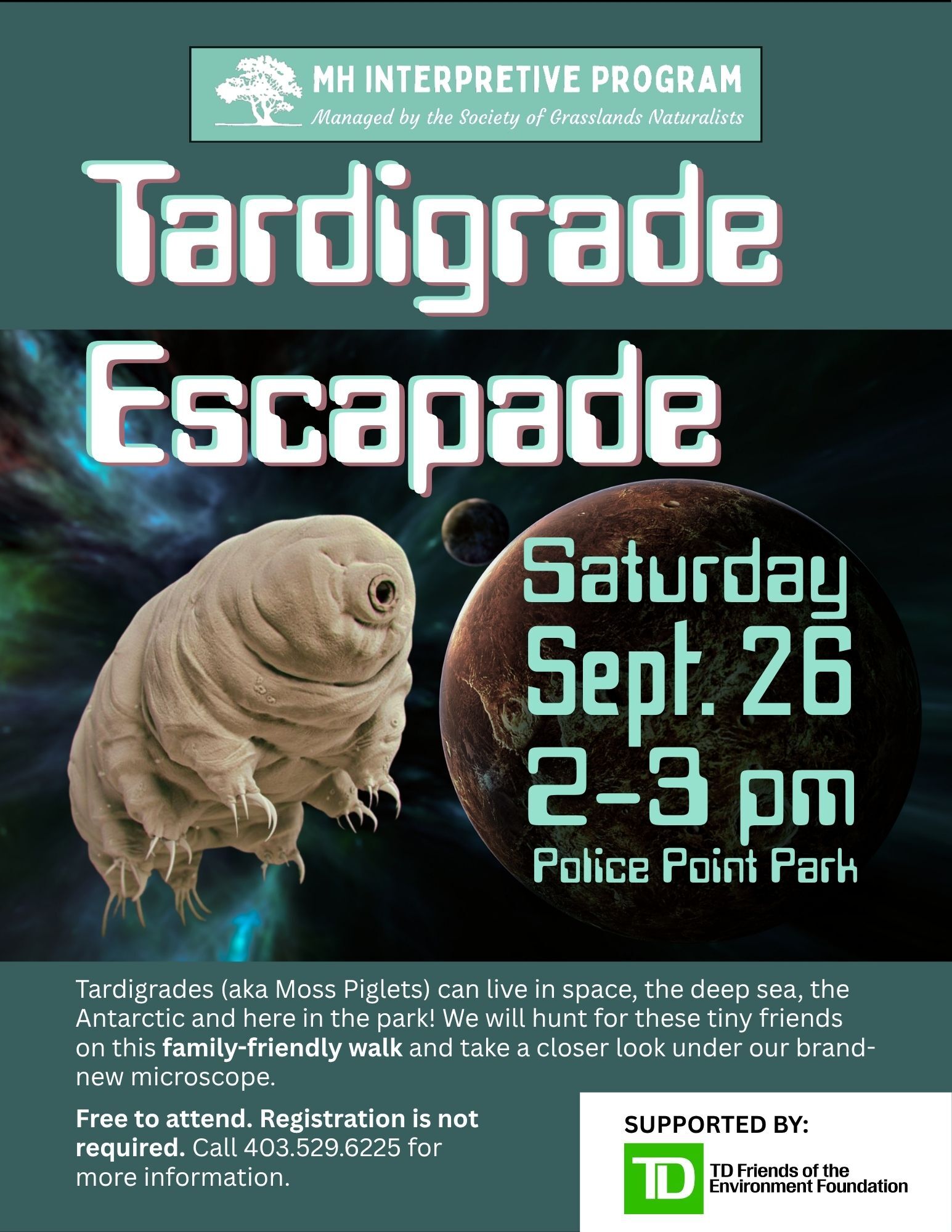 Tardigrade Escapade | Police Point Park | September 26th | 2:00 pm to 3:00 pm