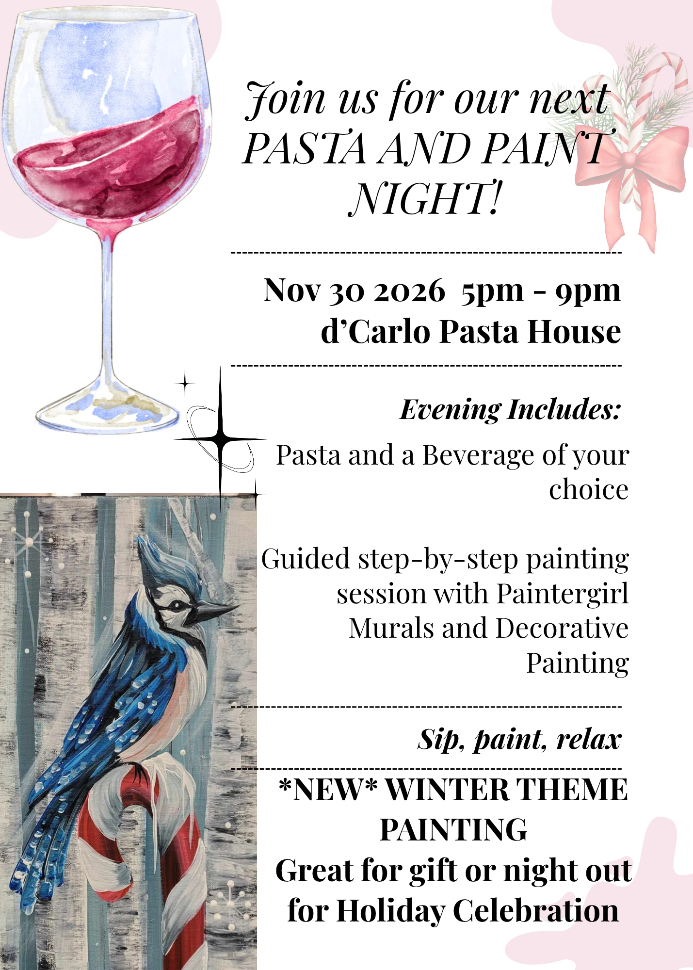 Pasta and Paint Night @d'Carlo Pasta House