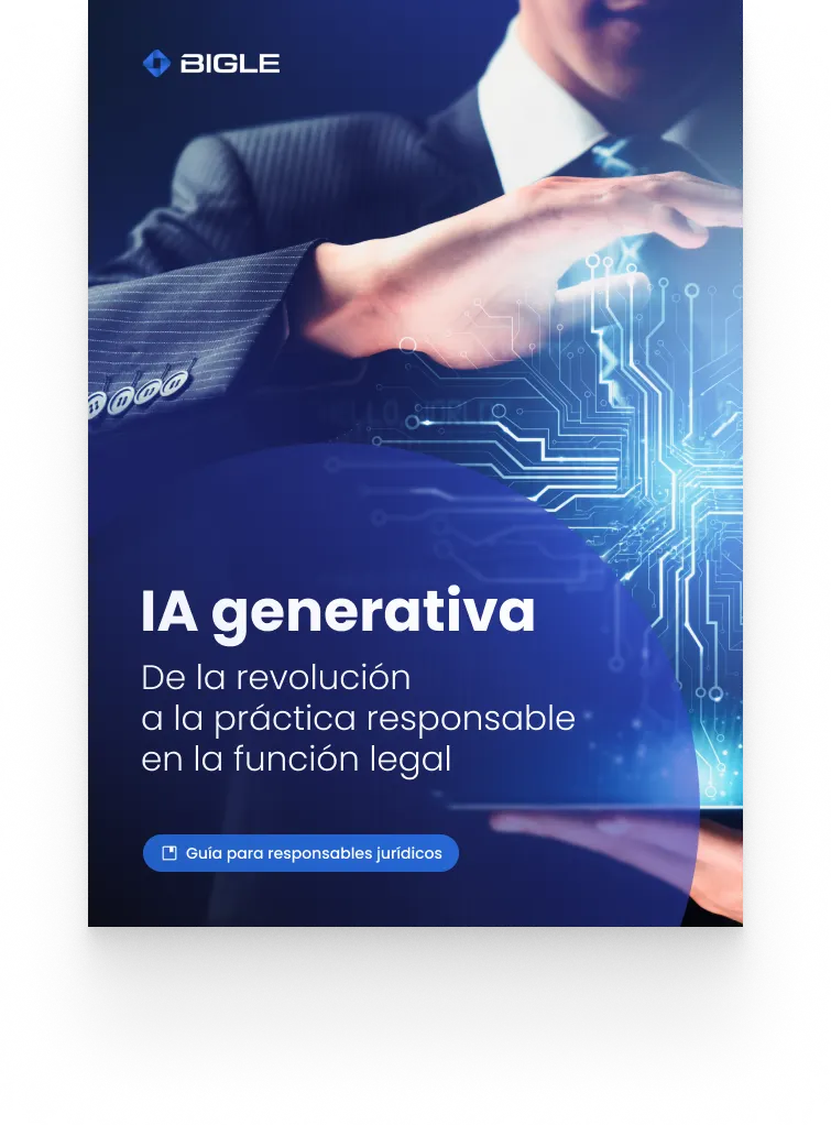 Portada del ebook de Bigle «IA generativa: de la revolución a la práctica responsable en la función legal».