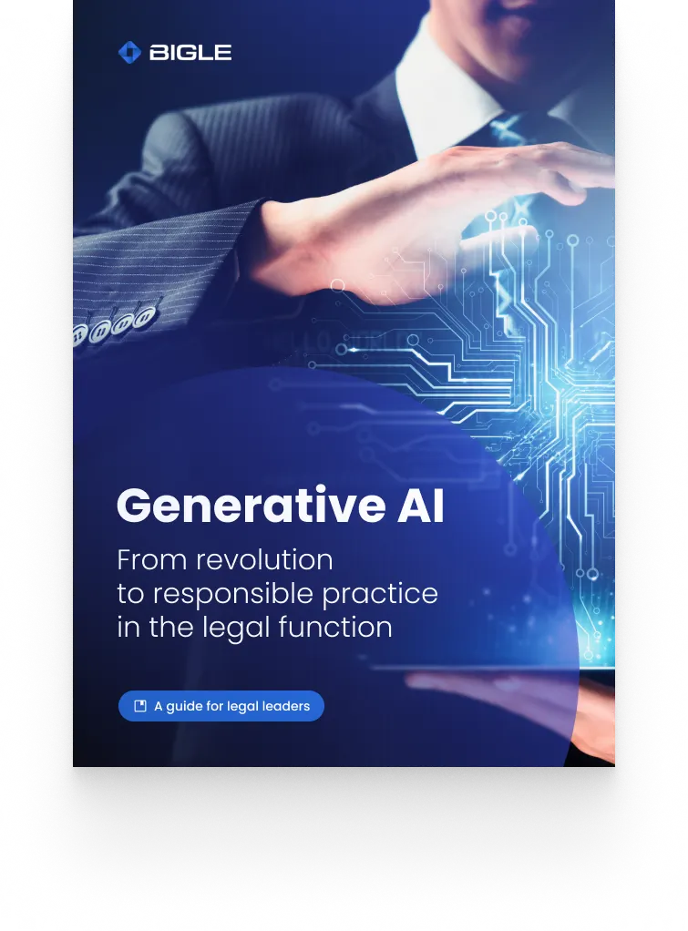 Cover of Bigle’s ebook “Generative AI: From Revolution to Responsible Practice in the Legal Function.”