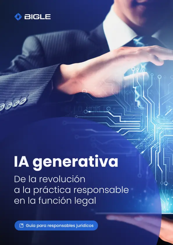 Portada del ebook de Bigle «IA generativa: de la revolución a la práctica responsable en la función legal».