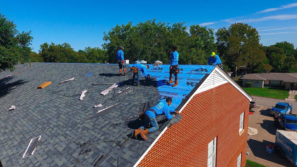 Working on roofing