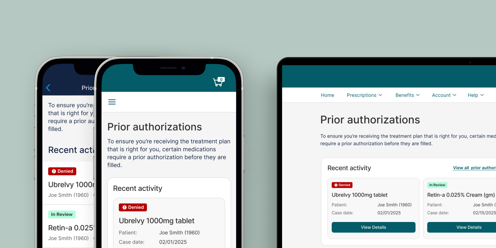 Prescription web product page