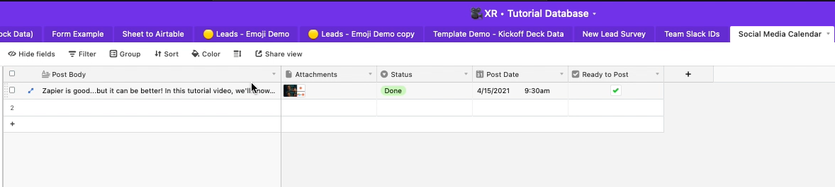 Set up an Airtable base to draft your posts