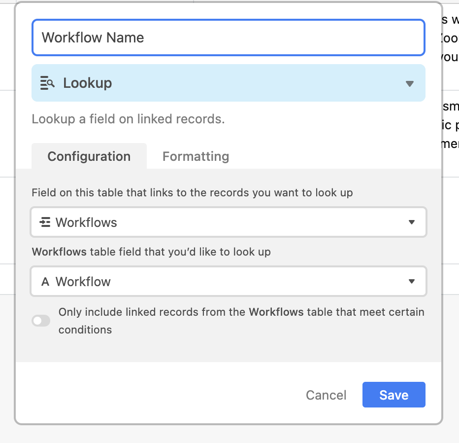 Add additional columns with the "lookup" type to pull data from the linked record