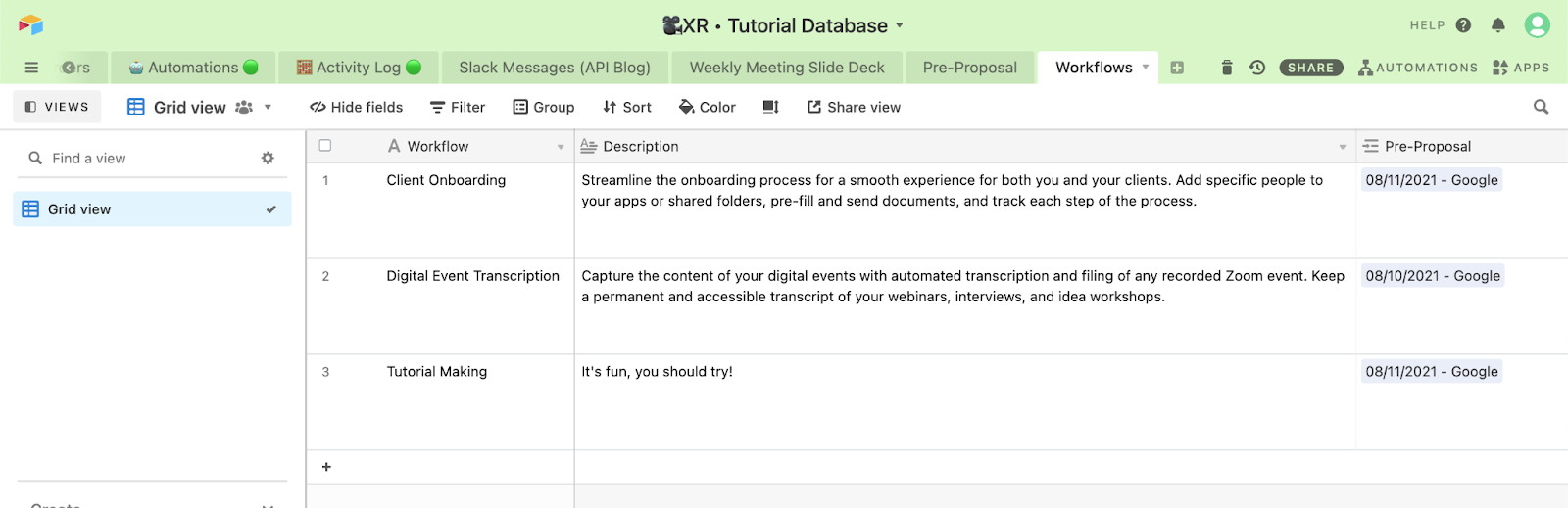 Linked tables and lookup fields in Airtable make it easy to populate lots of information from one selection