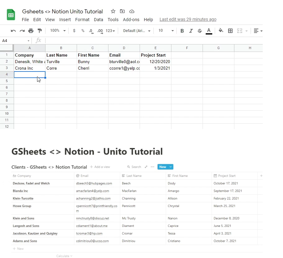 make identical columns in both tables