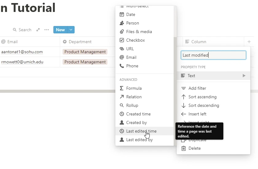 Add a "Last edited time" column to your Notion table