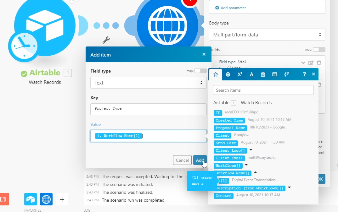 Use key-value pairs to send data to Zapier