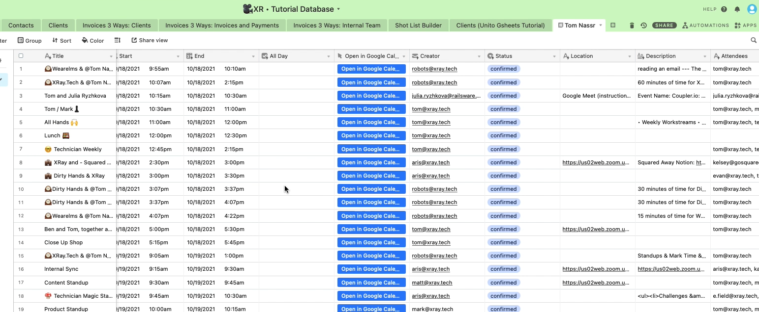 Airtable creates a live sync with Calendar