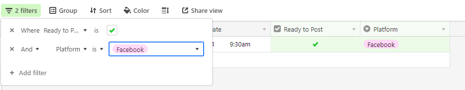 Use Airtable's filters and views to post to multiple channels