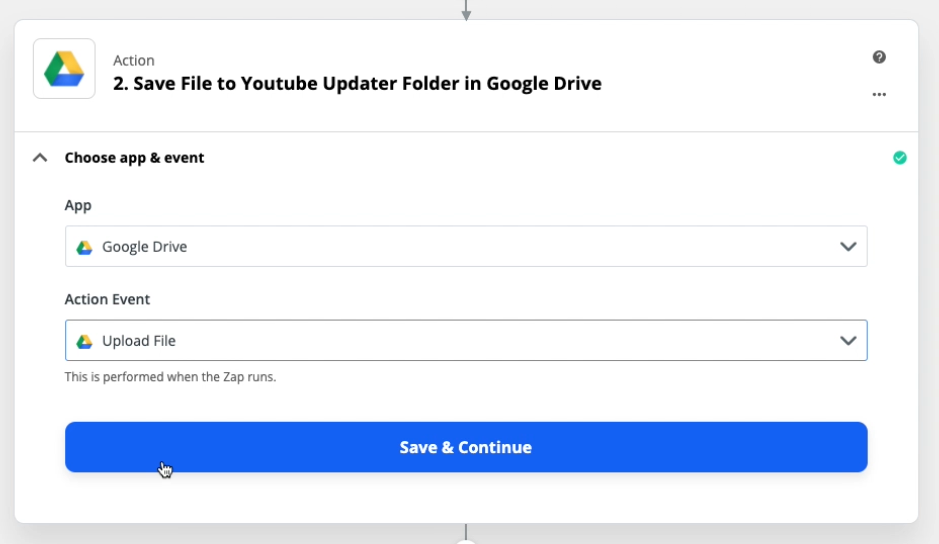 Save the video file to Google Drive before uploading to YouTube