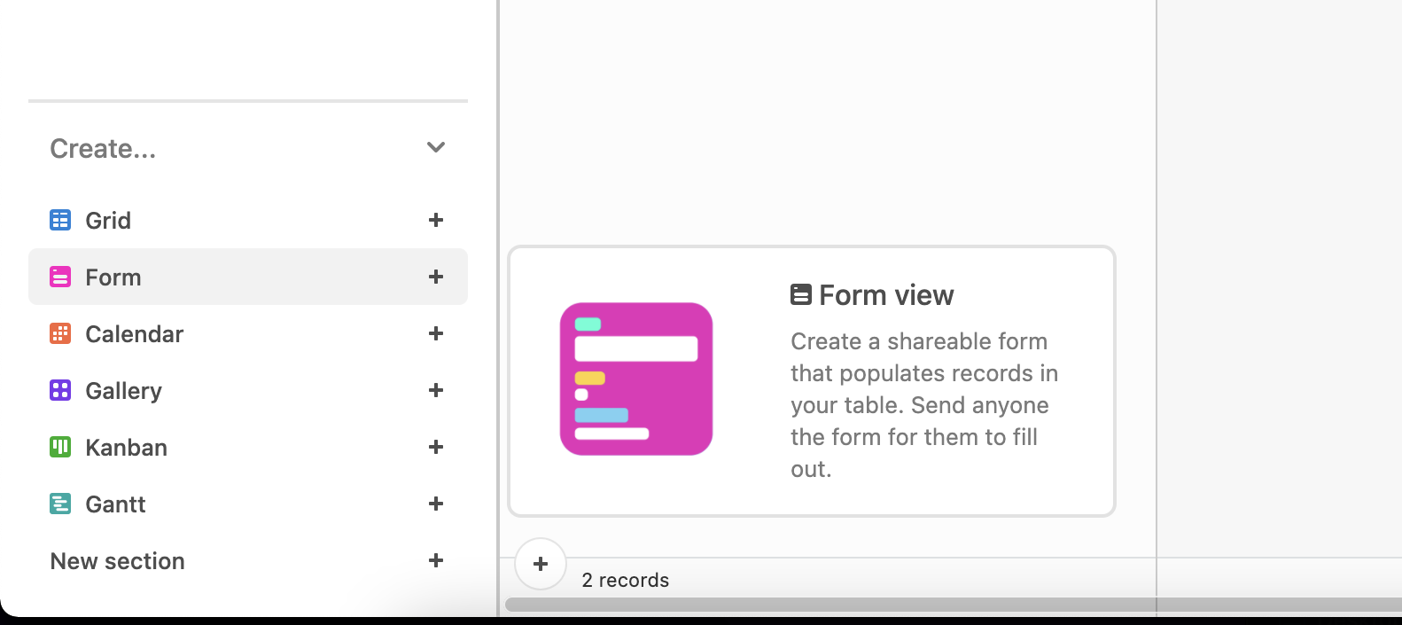 Create a form view in Airtable