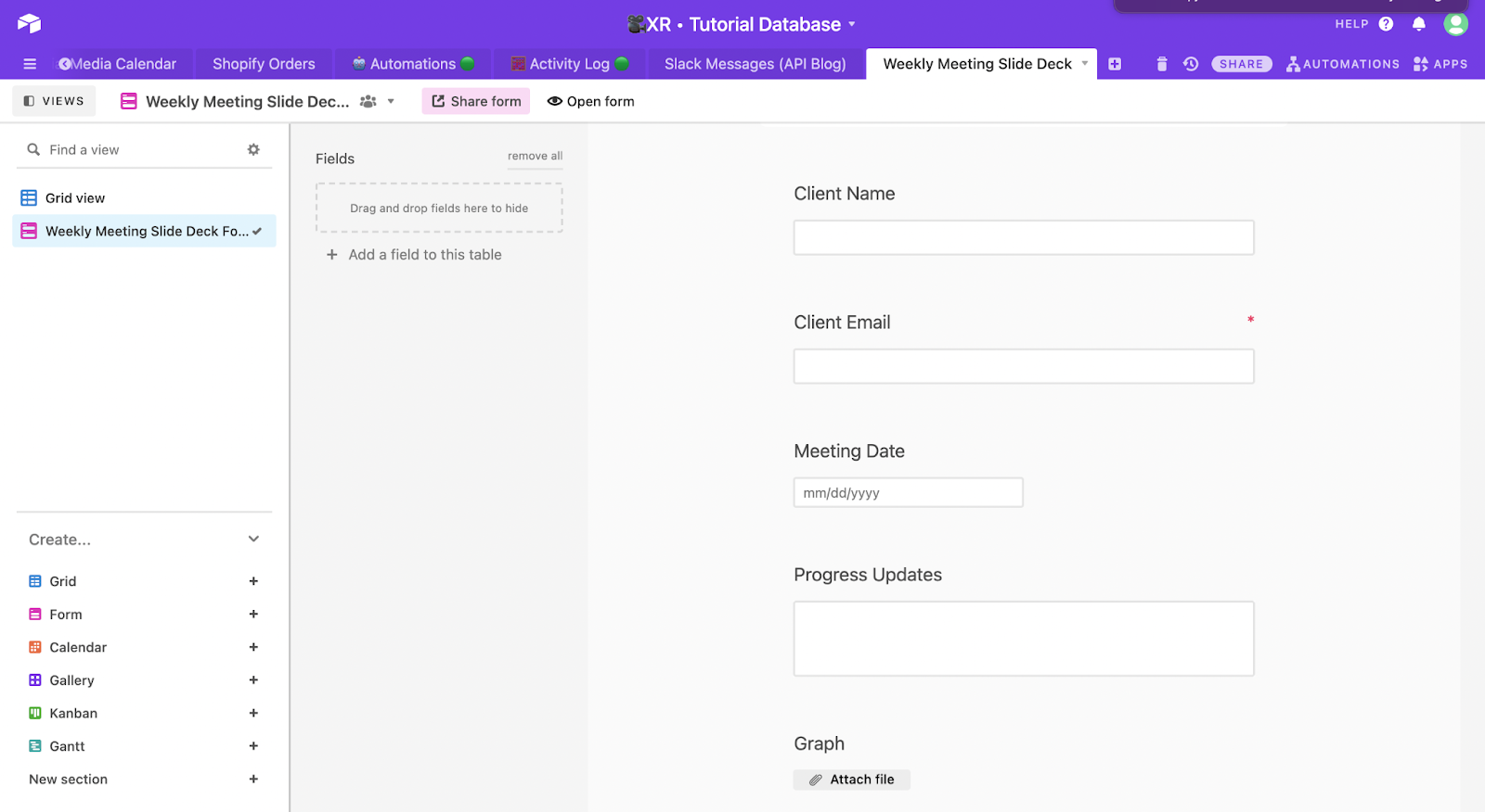 Fill out the form to create test data