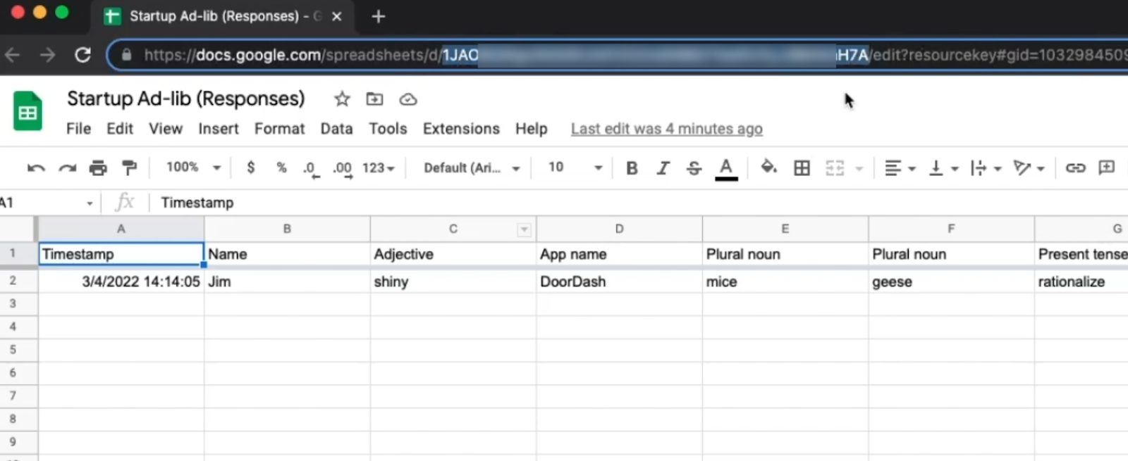 Grab your spreadsheet's ID from the URL bar